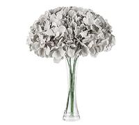 Lansdowns Lot de 10 fleurs d'hortensia artificielles en soie avec tiges pour mariage, bureau, douche, hôtel, banquet, décoration d'intérieur (gris)