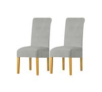 LANSHENG Housse de Chaise en Velours,Spandex de Bout Droit avec la Bande élastique, la Grande Dame de Velours dinant la Chaise pour Le Banquet de fête d'hôtel de Restaurant (Gris Clair,2 Pack(M))
