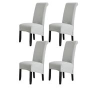 LANSHENG La Chaise XL Couvre, Spandex de Bout Droit avec la Bande élastique, la Grande Dame de Velours dinant la Chaise pour Le Banquet de fête d'hôtel de Restaurant (Gris Clair,4 Pièces(XL))