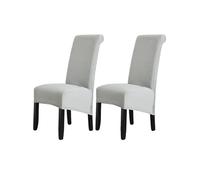 LANSHENG Lot de 2 housses de chaise de salle à manger XL extensibles en élasthanne avec bande élastique - effet velours - Pour restaurant, hôtel, fête, banquet - Gris clair