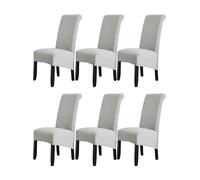 LANSHENG Lot de 6 Housses de Chaise Extensibles en Velours avec Bande élastique pour Restaurant, hôtel, fête, Banquet (Gris Clair)