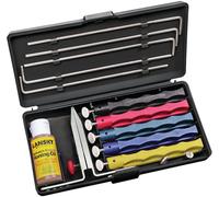 Lansky Kit d'affûtage couteaux comprenant 5 pierres d'affûtage , pince de lame, guide des pierres d'affûtage, huile d'aiguisage, coffret de transport