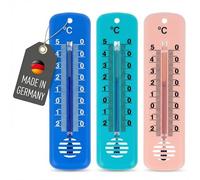 Lantelme Lot de 3 Thermomètres d'Intérieur Analogique - Affichage de la Température de -25 °C à 50 °C - pour l'Intérieur et l'Extérieur - Couleur : Bleu, Vert, Rose - 14 cm - en Plastique Résistant