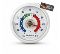 Lantelme Thermomètre bimétallique analogique pour réfrigérateur congélateur congélateur cave à vin minibar à coller -50 degrés / +50 degrés, format rond, couleur blanc