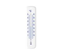 Lantelme Thermomètre d'intérieur - 14 cm x 3,4 cm - Plastique blanc avec œillet - Plage de mesure -25 °C à +50 °C - Liquide de mesure bleu (blanc)