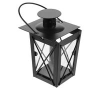 Lanterne à Bougie de Table Rétro en Fer et Verre Noir Poignée | Peut être Suspendue, pour Camping et Événements, Bougeoire Décorative Halloween