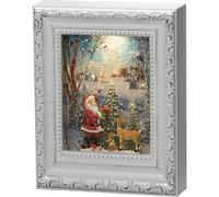 Lanterne à eau LED, blanc antique, cadre photo, « Père Noël avec des animaux », avec interr