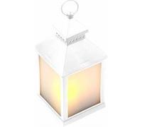 Lanterne à LED effet flamme avec minuteur - Blanc