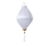 Lanterne asiatique, Lanterne chinoise en soie ovale vietnamienne suspendue, décoration japonaise avec pompon for fête de mariage, Festival et la maison(White,18 Inch)
