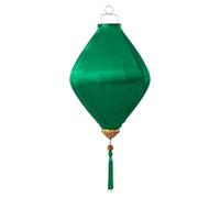 Lanterne asiatique, Lanterne chinoise en soie ovale vietnamienne suspendue, décoration japonaise avec pompon for fête de mariage, Festival et la maison(Green,16 Inch)