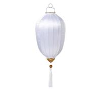 Lanterne asiatique, Lanterne chinoise ovale en soie avec pompon, lanterne japonaise suspendue forme de Melon for la maison, décoration jardin plein air, fête(White,20 Inch)