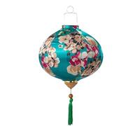 Lanterne asiatique, Lanterne ronde en soie à motif de fleur pivoine, lanterne suspendue traditionnelle, décoration du nouvel an chinois et Festival printemps(Blue,24inch)