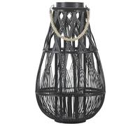 Lanterne au Style Africain Fabriqué en Bambou Peint en Noir pour Extérieur et Intérieu 56 cm de Hauteur Beliani