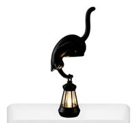 Lanterne Bibliothèque Lampe Chat LED, Lampe De Nuit Vintage Impression 3D | Lot De 2 Lumière Chaude Douce, Design Chat Suspendu, Pour Étagère, Chambre, Bureau, Classe 8,2×3×16,5 Cm (Noir, Blanc)