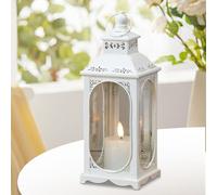 Lanterne blanche, pour bougies, décoration, 34 cm, en métal, pour l'extérieur, lanterne funéraire, cimetière, résistante aux intempéries, lanternes, pour l'intérieur, lanterne de jardin, Noël