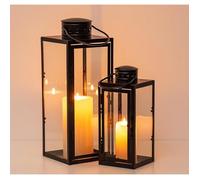 Lanterne Bougie Exterieur Noire - 24cm35cm Métal Lanternes Outdoor Funéraire Cimetière Bougie Résistant Noir REPERE POUR CIMETIERE