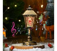 Lanterne boule à neige de Noël avec musique et lumière, décoration de Noël vintage en résine, boule à neige scintillante, veilleuse Père Noël, lanterne de Père Noël, USB et piles, décoration de Noël