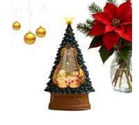 Lanterne boule de neige de Noël - Minuteur de 6 heures en forme d'arbre, boule de neige avec lampe torche et paillettes, pour étagère, salle à manger, étagère, chambre, rebord de fenêtre, amis