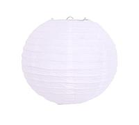 Lanterne chinoise ronde multicolore en papier pour fête de mariage, décoration d'intérieur, boule de lampe en papier (blanc, 30 cm)