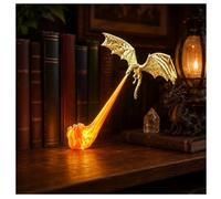 Lanterne de Bibliothèque Dragon LED Lampe Décorative Coin Lecture E-Grand | 4 Styles Disponibles, 2 Tailles au Choix, Décoration d'Étagère, Amoureux des Livres, Ambiance Fantastique