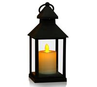 Lanterne de bougie noire grand porte-bougie vintage résistant aux intempéries pour Halloween, Noël, cimetière (style C)