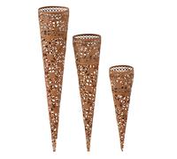 Lanterne de décoration de jardin, bougeoir sur piquet, bougeoir sur piquet de jardin en acier, avec photophore, hauteurs 29 - 41 - 51,5 cm, lot de 3