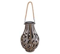 Lanterne de décoration de jardin Lanterne solaire avec maille de bambou à suspendre ou à poser, LED blanc chaud, DxH 27x17,5 cm, terrasse de jardin