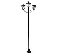 Lanterne de jardin grande pour candélabre extérieur 3 flammes lanterne extérieure solaire sur pied extérieur, aluminium fer noir, LED blanc chaud, H 194 cm