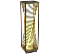 Lanterne de jardin - Lampe solaire à LED - Dimensions : 22 x 22 x 77 cm - Lumière blanche chaude - Indice de protection IP44 - Plastique aspect polyrotin - Modèle sur pied - Gris
