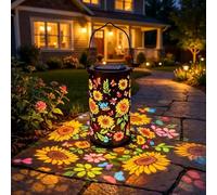 Lanterne de jardin solaire colorée en forme de tournesol - Étanche - En métal - Pour jardin, terrasse, allée, décoration - Laissez votre jardin fleurir avec la lumière après le coucher du soleil (1 x