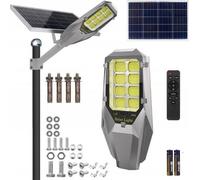 Lanterne de jardin solaire sur mât, puissant réverbère de 2000 W, batterie 40 Ah