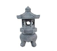 Lanterne de jardin zen solaire pagode lumière extérieure décoration asiatique résine pierre lampe japonaise décoration cour patio statue solaire résistant aux intempéries paysage de Bouddha gris (feux