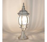 Lanterne de socle en aluminium et verre blanc doré IP44 pour terrasse balcon H:50,5 cm E27 petite lanterne rustique style maison de campagne lampe sur pied extérieure BREST