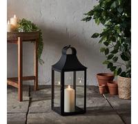 Lanterne décorative à LED, noire, en métal, 45 cm, étanche, pour intérieur et extérieur