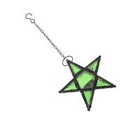 Lanterne Décorative Pentagramme en Fer et Verre Vert | Suspendre Murale, Ambiance Chaleureuse, Style Rétro Élégant pour Intérieur et Noël