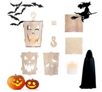 Lanterne d'Halloween - Lanterne d'Halloween - Bougeoir rustique - Lanterne en bois pour la maison, accessoires de fête d'Halloween pour la décoration de la pièce d'Halloween