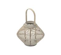 Lanterne en Bambou 42 cm, Photophore Naturel avec Poignée et Insert en Verre,