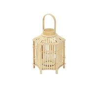 Lanterne en Bambou 45 cm, Photophore Naturel avec Poignée et Insert en Verre,