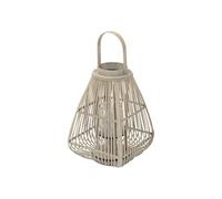 Lanterne en Bambou 55 cm, Photophore Naturel avec Poignée et Insert en Verre,