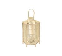 Lanterne en Bambou 60 cm, Photophore Naturel avec Poignée et Insert en Verre,
