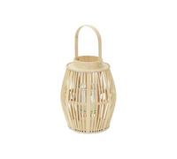 Lanterne en Bambou H 44 cm, Photophore Naturel avec Poignée et Insert en