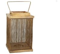 Lanterne en bois et en métal, de couleur dorée, 1 pièce