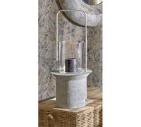 Lanterne en métal avec poignée, blanc moucheté doré, 69 cm. 30 cm de diamètre x 69 cm de hauteur