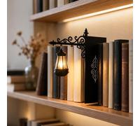 Lanterne en métal pour bibliothèque, avec LED, lumière blanc chaud, dimensions 20x12x5 cm, couleur noire