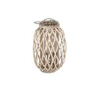 ECD Germany Lanterne en Rotin 40xØ26 cm avec Poignée, en Bois Naturel Gris/Marron et Natur G