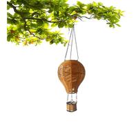Lanterne en rotin - Lumière solaire imperméable pour cour extérieure, lampe décorative en montgolfière, 212 g, résistante aux intempéries, éclairage extérieur vintage à suspendre | porche, terrasse
