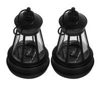 Lanterne Exterieur Solaire Mini 2pcs en Plastique Noir, Suspendue | Statues D'animaux, Poignée Facile à Porter, Design Charmant, Usage Extérieur, Lot de Deux
