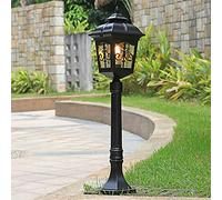 Lanterne Extérieure Classique Réverbère Lampe sur pied Lampadaire en Aluminium moulé à LED lumineuse d'extérieur style rustique 1xE27 étanche IP23 parfaite pour le jardin et le balcon (A)