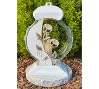 Lanterne funéraire avec motif de roses en or, 34 cm de haut, bougie funéraire, bougie funéraire, bougie funéraire, bougie avec bougie sans socle