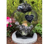 Lanterne funéraire avec texte - Pour toujours dans nos cœurs - Lampe funéraire 33 cm H. Bougie funéraire pour tombe, lampe de jardin, lanterne avec bougie incluse
